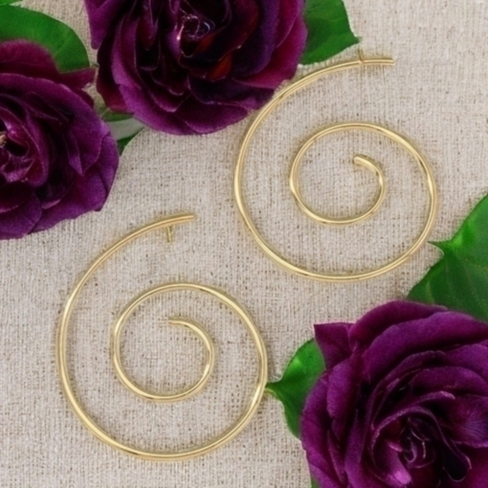BOSTON PROPER XL GOLD SPIRAL EARRINGS 1